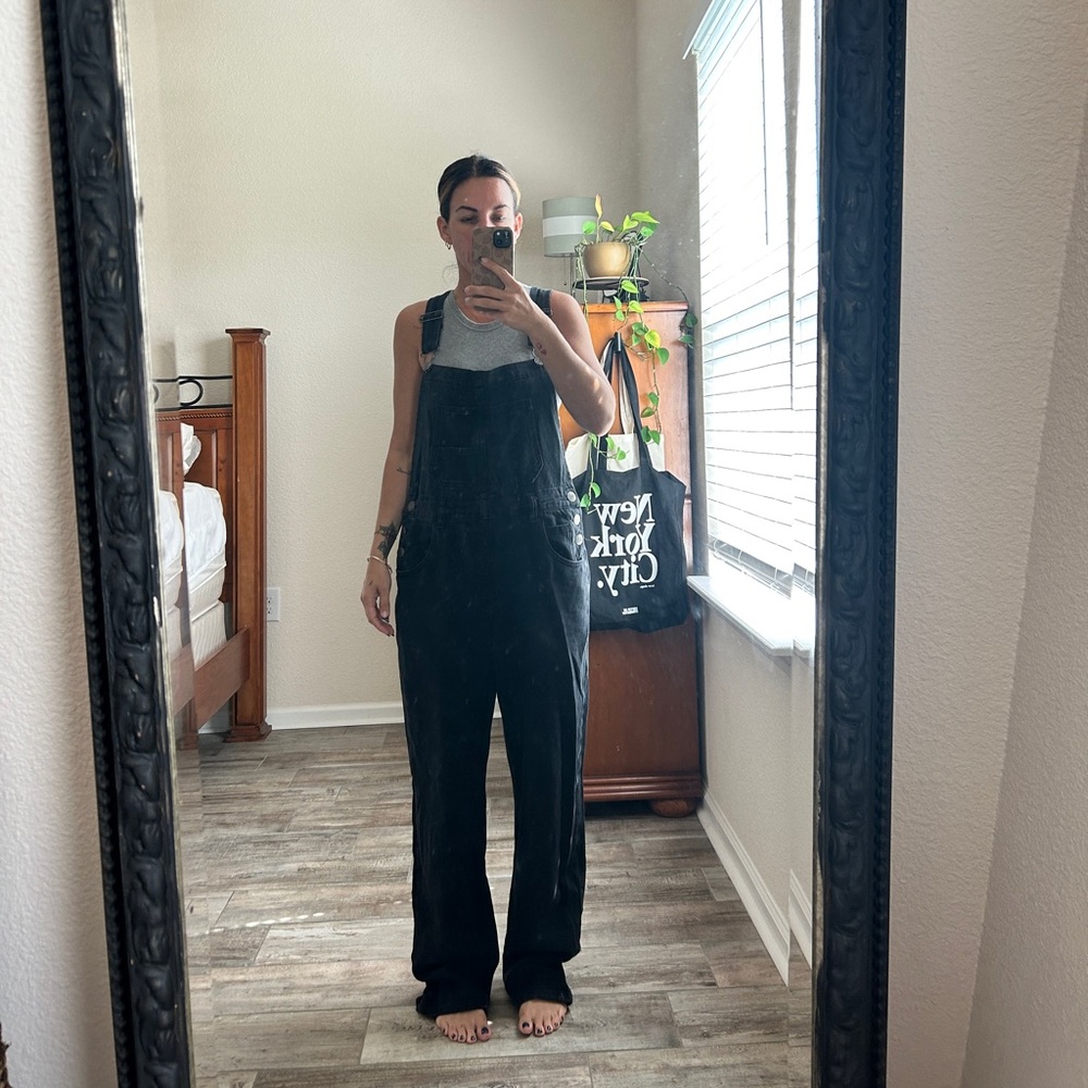 Vintage black denim overalls